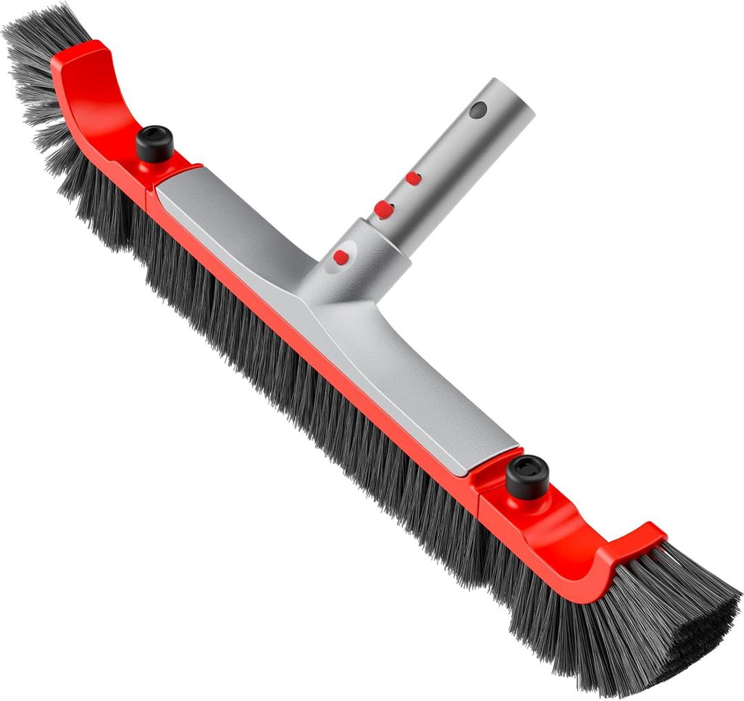 Sepetrel 22 Wide Pool Brush Head for Cleaning Walls,Heavy Duty Inground/Above Ground Aluminum Swimming Pool Scrub Brushes with Curved Ends & Premium Strong Bristle,Red