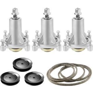 3 Spindle Assemblies 187292 192870 532187281 Lawn Mower Deck Rebuild Kit Fit for Craftsman 54" Deck, with 3 Pulleys 129861 153535 532173436, with 1 Belt (147 1/2" x 5/8) 196103 587686701