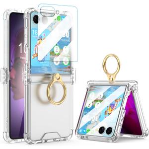 Galaxy Z Flip 7 Case with Screen Protector Hinge Protection Clear for Samsung Flip 7 Case with Kickstand Protective Cover for Samsung Galaxy Z Flip 7 5G (2025) - Clear
