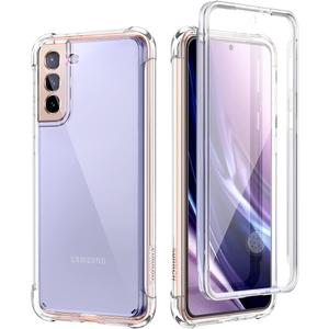SURITCH for Samsung Galaxy S21 Clear Case 6.2" (Only), [Built-in Screen Protector] Full Body Protective Hard Shell+Soft TPU Phone Case for Samsung S21 -(Full Clear)