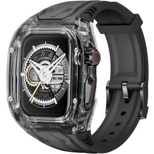 Delidigi for Apple Watch Band with Case 49mm 46mm 45mm 44mm 42mm,Rugged Shockproof Sport Strap with Clear PC Bumper Cover Compatible with Apple Watch Ultra 3 2 1 Series 11 10 9 8 7 6 5 4 SE 3 2 1