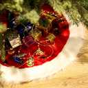 Mudder 19.7 Inch Red and White Mini Christmas Tree Skirt Faux Fur Plush Xmas Tree Skirt for Merry Christmas Holiday Party Decorations Home Christmas Indoor Outdoor Decor