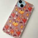 Fall Leaves Pumpkin Acorns Case Compatible with iPhone 15 Plus, Aesthetic Autumn Halloween Case for iPhone 15 Plus for Teens Men and Women, Cool TPU Bumper Phone Case Cover