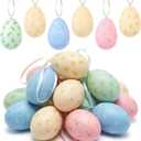 Lewtemi 12 Pcs Floral Spring Eggs Hanging Tree Decor Watercolor Pastel Plastic Eggs Ornament for Birch Tree Spring Centerpiece Basket Decorations Holiday Display Indoor Wreath Garland Decor