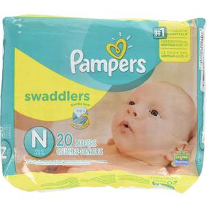 Pampers Swaddlers Diapers, Newborn (Up to 10 lbs.), 20 Count
