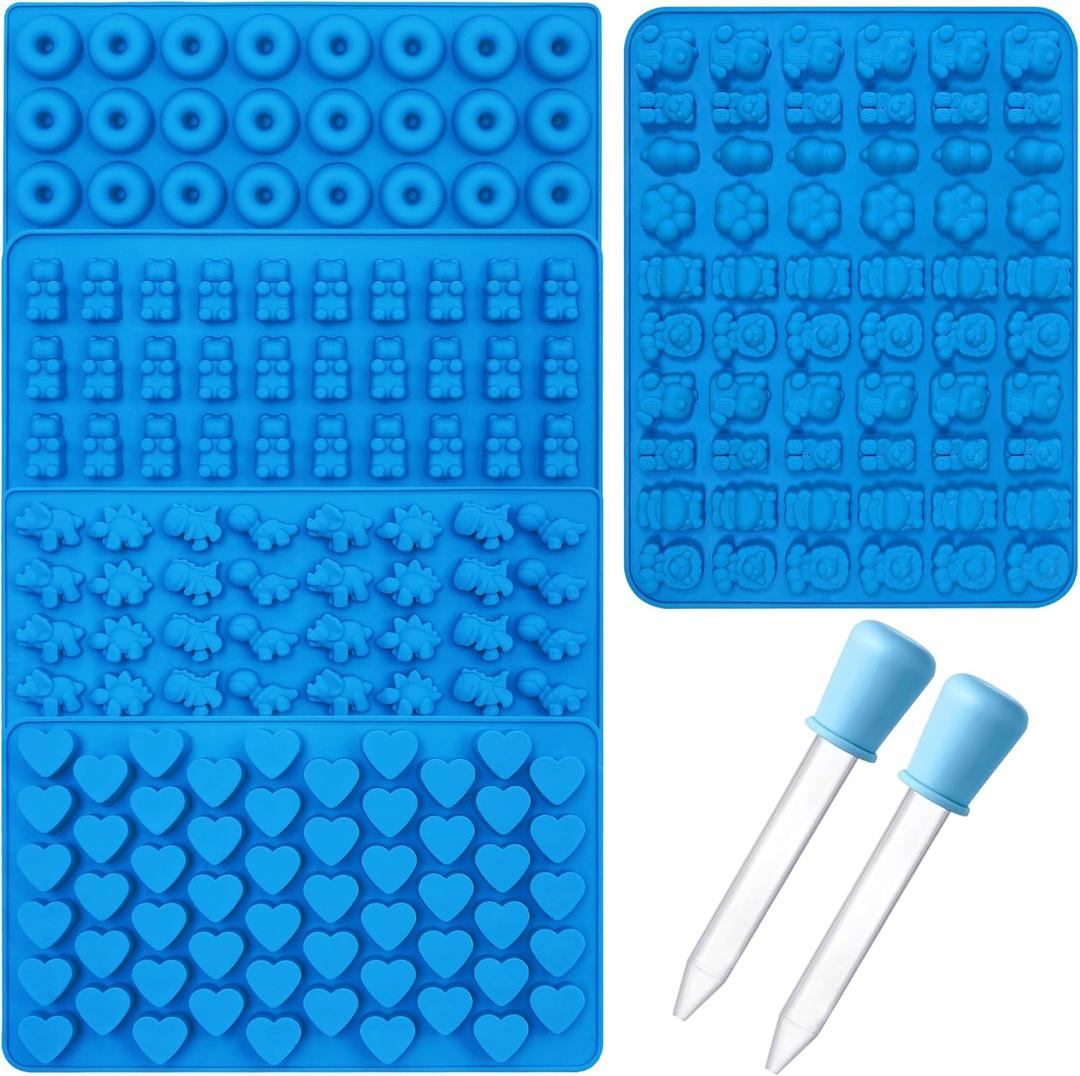 Sidosir 7Pcs Non-Stick Safari Jungle Animal Chocolate Silicone Mold, Gummy Bear Mold for Parties, Silicone Dinasur for Make Gummies, Gummy Heart for Home Diy