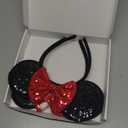 2 Pcs Red Mouse Ears Sequin Headbands,Shiny Bows Headbands, A Perfect Addition to Your Trip Essentials Accessories for Women Grils Princess Decoration Costume Cosplay