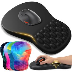 YIWEI Ergonomic Mouse Pad with Wrist Support - Gel Memory Foam Mouse Mat for Computer Keyboard & Laptop - Non-Slip Base, Pain Relief for Home Office & Gaming - Black