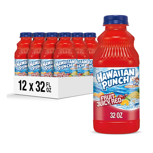Hawaiian Punch Fruit Juicy Red Fruit Juice Drink, 32 Fl Oz Bottle (Pack Of 12), Caffeine-Free, Carbonation-Free, Gluten-Free, Excellent Source Of Vitamin C, Less Than 100 Calories, Best By: OCT 11/2026