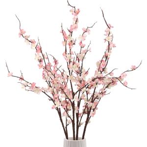 38'' Artificial Cherry Blossom Branches 4PCS Pink Cherry Blossom Branches with Long Stems Faux Silk Flowers for Vase Spring Wedding Home Office Bedroom Party Table Centerpieces Decor (Pink)