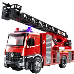 Fire Truck Toy, Toddler Toys Ages 3+, Realistic Sounds & Lights, Water Spray, Retractable Ladder, Red Fire Truck for Boys & Girls