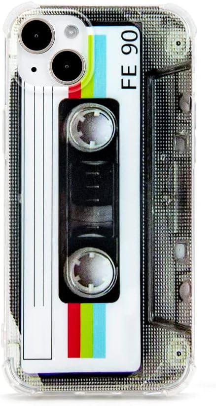 FAteamll Case for iPhone 14 Plus Matte Finish Heavy Duty Soft Back Cover with Reinforced Corners TPU Soft Bumper Retro Cassette Tape Case Compatible with iPhone 14 Plus