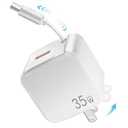 Retractable Wall Charger, 35W Fast USB Chargers Block with Type c Cable for iPhone 16 15, Galaxy S23 22, LG, Pixel, Portable Retractable Charger Wall Plug for Home Office Travel