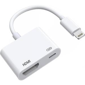 [Apple MFi Certified] Lightning to HDMI Adapter, No Power Needed 1080P Video & Audio Sync Screen Converter with Lightning Charging Port, iPhone to HDMI Adapter Compatible with iOS