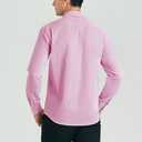 HISDERN Mens Dress Shirts Long Sleeve Button Down Casual Shirts for Men Inner Contrast Formal Business Tuxedo Wedding Shirt (Pink)