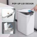 MOPALL 2 Pack Bathroom Trash Can with Lid, 3.6Gal + 2.5Gal Small Garbage Can Set with Pop-Up Lid, Slim Trash Bin Waste Basket for Toilet, Office, Bedroom, Living Room (White)