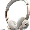 Bluetooth Headset with Microphone, Wireless Headphones with Noise Cancelling Mic, 26hrs talktime, On Ear Headphones with Mic Mute for Mac/Laptop/Zoom/Teams/Call Center/Office/Home Gold