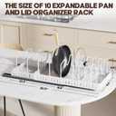 Pull Out Pots and Pans Organizer Under Cabinet, Expandable Sliding Lid Holder and Pan Rack for Kitchen, Slide Out inside Cabinet for Pot Lid, Bakeware, Dishes, 10 Adjustable Dividers, 2 Pack White