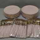 70 Pcs Pink Gold Disposable Dessert Plates & Forks Set - 7.5 Inch Salad Cake Appetizer Plastic Plates for Parties, Birthdays, Baby Shower