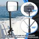 Outus Pontoon Boat Rear View Mirror with Telescoping Pole 10" x 6.3" 360° Adjustable Marine Rearview Mirror Telescopic Pole 21.5-31.5 Inch for Pontoon, Ski Boat Marine Water Skiing Accessories