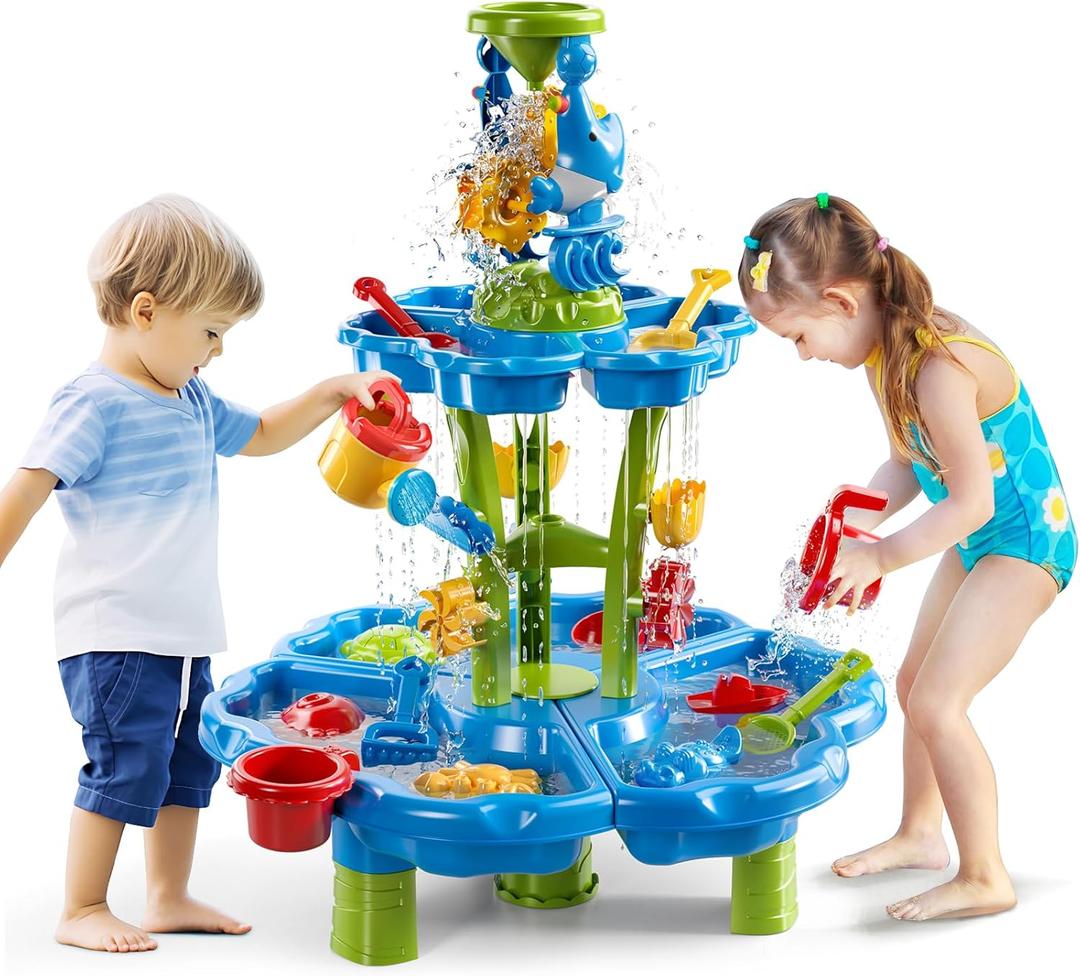 Water Table for Toddlers 3-5, Kids Sand Water Table, Water and Sand Activity Sensory Tables Summer Outdoor Toys Beach Toys for Outside Backyard for Kids Toddlers Age 3 4 5 6 7 8