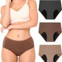 BAMBOO COOL Womens Period Underwear High Waisted Leakproof Postpartum Maternity Panties Soft Breathable Absorbent,3 Pack (M)