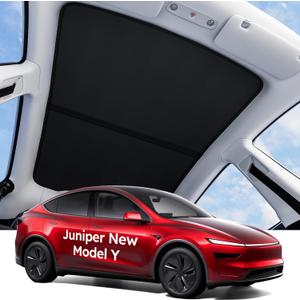 Wigoo 2025 Tesla New Model Y Juniper Accessories Sunshade Roof [Never Sag, Nano Ice-Crystal Coatings] 3-Gen Heat Insulation Glass Roof Sun Shade, Accessories for Tesla Juniper Model Y, Interior Black