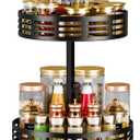 2 Tier Lazy Susan Organizer - 360 Rotating Spice Rack, Adjustable Industrial Spinning Spice Holder, Versatile Countertop Organizer for Cabinet, Pantry, Kitchen, Dining Table, Bathroom and Vanity
