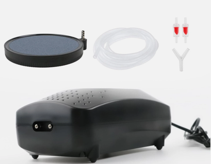 Coospider Upgrade 12W Aquarium Air Pump, Ultra Quiet Aquarium Bubbler, Dual Outlet Fish Tank Bubbler Adjustable Airflow for Large Aquarium Oxygen Generator with Air Stone for 20-600 Gallon