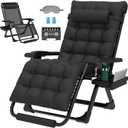 ZENPETIO 29In XL Zero Gravity Chair w/Cushion, Zero Gravity Recliner Lounge Chair for Indoor and Outdoor, Reclining Camping Chair for Lawn, Anti Gravity Chair with Cup Holder and Footrest, 440LBS