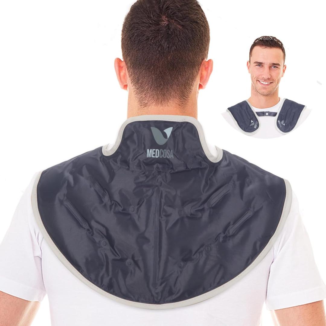 Medcosa Ice Pack for Neck & Shoulder  Reusable Hot & Cold Therapy Wrap, Plush Gel Compress with Adjustable Strap for Migraine, Muscle & Post-Workout Pain Relief