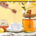 Loscarol Honey Pot with Dipper and Lid - 18oz Glass Honey Jar with Wooden Honey Dippers Stick Set, Wide Mouth Honey Containers - Airtight Syrup Dispenser for Home Kitchen