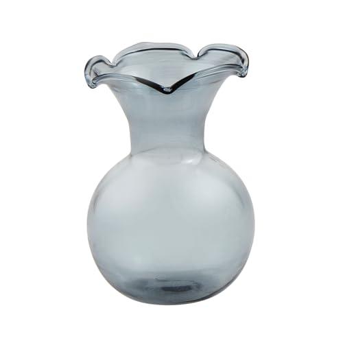 Mud Pie Mini Ruffle Vase, Blue, 4" x 3.25", 3Pcs
