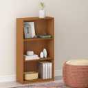 Furinno BASIC Book Shelf, 3-Tier Modern Bookshelf, Bookcase with Open Shelves, 9.3" x 21.8" x 39.5", for Living Room, Bedroom, Home Office, Light Cherry