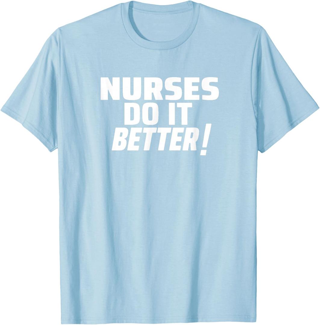 NURSES DO IT BETTER as worn by lead singer Robert Plant T-Shirt (Blue, S)