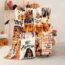 Halloween Throw Blanket Funny Flannel Ghost Pumpkin Blankets Ultra Soft Cool Trick or Treat Blanket Vintage Black Cat Spooky Bed Couch Cover Warm Plush Gifts Blankets for Adults Kids 60" X 80"