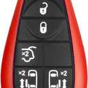 1 New Red Keyless Entry 6 Buttons Remote Start Car Key Fob Fobik M3N5WY783X, IYZ-C01C for Town Country Volkswagen Routan Dodge Grand Caravan