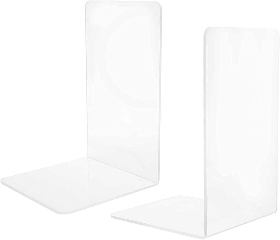 Acrylic Bookends, Book Ends for Shelves, Clear Bookends for Shelves, Transparent Book Organizer for Desktop, Shlef Book Stopper for Home Office, 1Pct