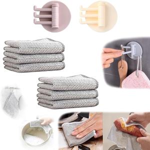 Multipurpose Wire Dishwashing Rags for Wet and Dry, Non-Scratch, Non-Odor Wire Dish Cloths, Wire Cleaning Rags Easy Rinsing Wire Dish Towels for Kitchen, Sinks, Pots (Double Layer, 6PCS)