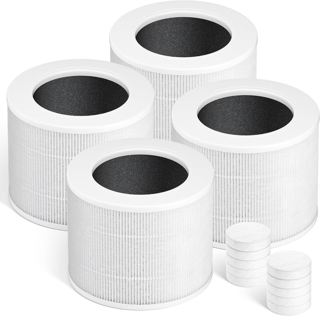 Improvedhand Core Mini Replacement Filter Compatible with LEVOIT Core mini-P Air Purifier,3-in-1 Great High-Efficiency Materials With Activated Carbon,Core Mini-RF,4 Filter & 10 Fragrance SpongeWhite