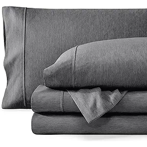 Bare Home Queen Sheet Set - Luxury 1800 Ultra-Soft Microfiber Double Brushed - Deep Pockets - Easy Fit - 4 Piece Set - Bedding Sheets & Pillowcases (Queen, Heathered Grey)
