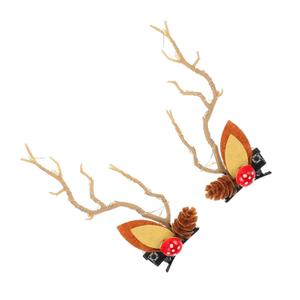 1pair Glowing Reindeer Horn Hair Clips Festive Antler Hairpins for Christmas Cosplay Holiday Parties Unique Branch Design for Boys and Girls Adults