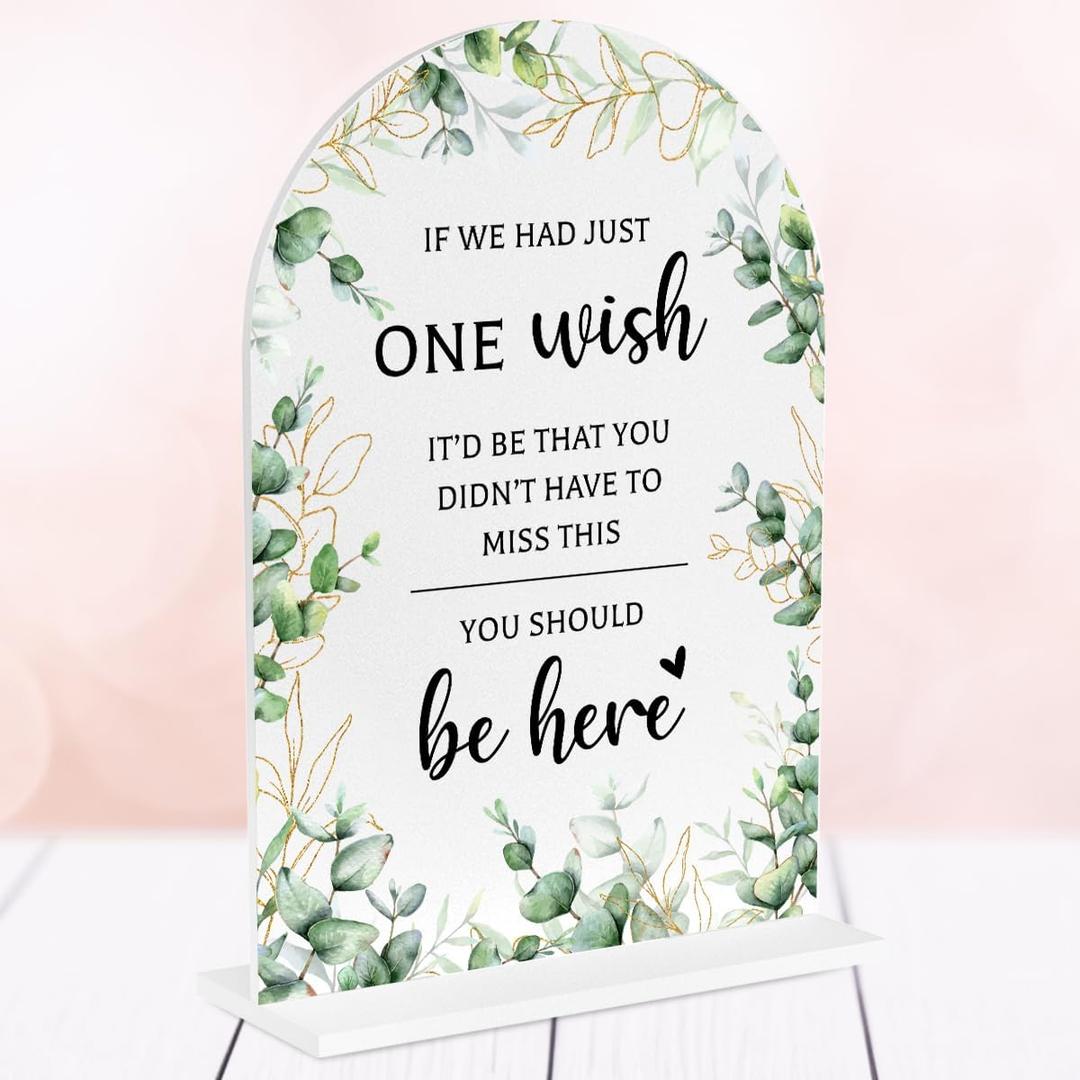 Wedding Sign Decor, You Should Be Here Sign, 5x7 Inch Arch Acrylic, Wedding Sign for Reception & Event, Bridal Shower Decorations, Wedding Table Sign Accessories for Anniversary And Party(Eucalyptus) (WishFlower)