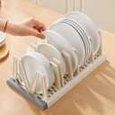 Li&Zhao Pots and Pans Organizer under Cabinet - Extended Dining Tray Storage Rack Cutting Board Rack Lid Holders inside Cabinet with 7 Adjustable Compartment for Kitchen Storage(Beige) (Gray)