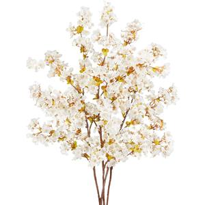 unlemoni 4 Pieces White Cherry Blossom Branches, 39.3" Silk Faux Cherry Blossom Flowers Stems Flower Arrangements for DIY Home Wedding Tall Vase Party Cheery Blossom Tree Decor