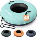 SereneLife 44"/48'' Snow Tube for Sledding - Heavy Duty Rubber Inner Tube, Oxford Cover, Thickened PVC Bottom & Tow Strap - Inflatable Snow Sled for Kids & Adults - Perfect Winter Outdoor Fun Gift