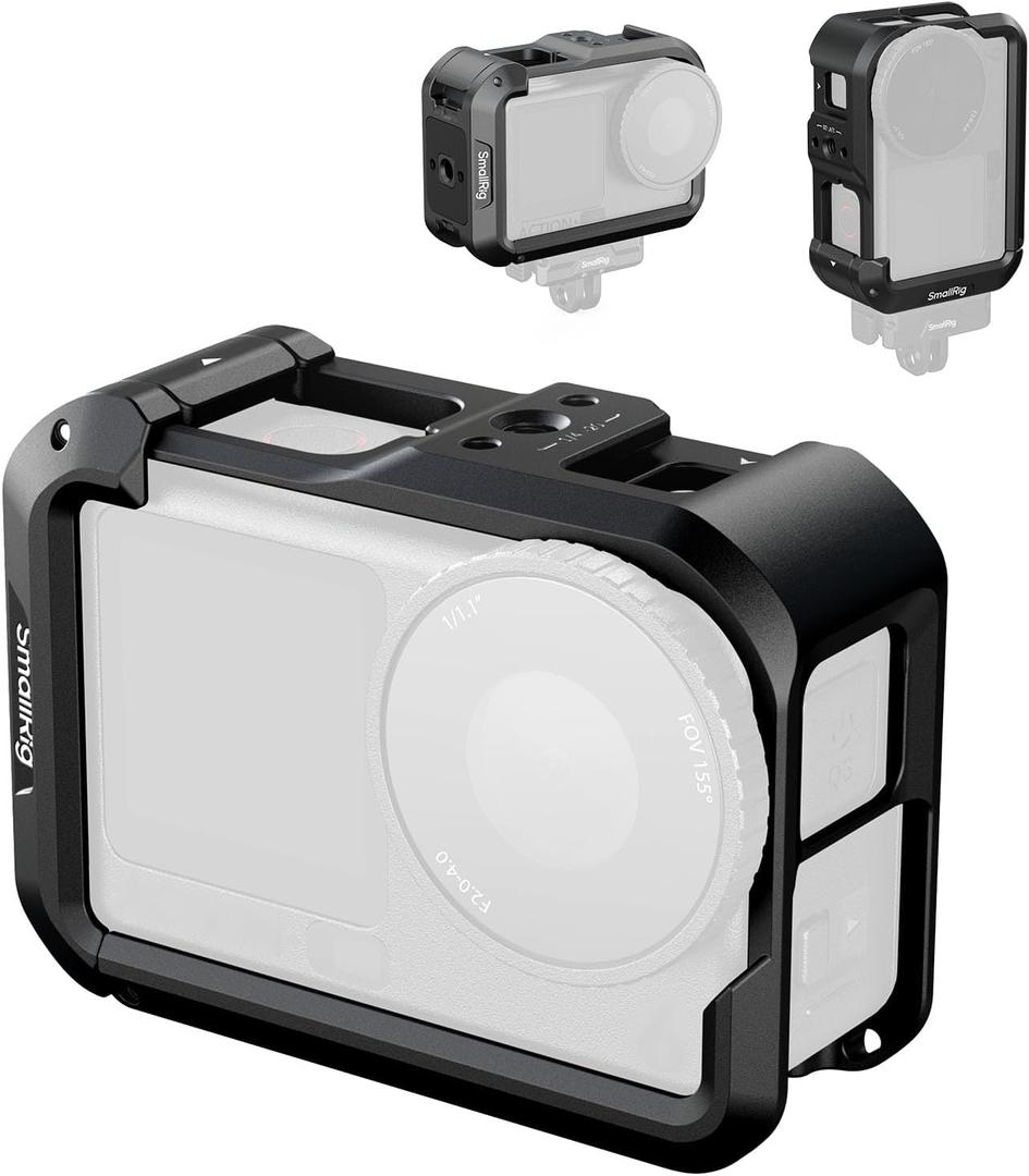 SMALLRIG Action 6 Cage for DJI Osmo Action 6 with Expansion Interfaces, Cold Shoe, 1/4"-20 Threaded Hole, Quick Release, Aluminum Action Camera Cage for DJI Action 6, Protective Frame Cage - 5888