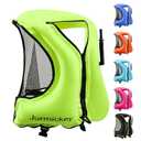 Snorkel Vest for Adults, Inflatable Snorkeling Vest for Men & Women, Portable Swim Jacket & Buoyancy Vest for Snorkeling, Swimming, Kayaking, Boating 60"-75"/90 lbs-240 lbs