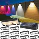 JOFIOS Solar Fence Lights 12 Pack, Warm White, Cool White and RGB Color Glow LED Solar Light, IP65 Waterproof Fence Lights Solar Powered for Patio, Backyard, Railing, Deck and Wall
