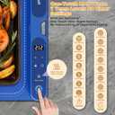 Warming Mat for Food Extra Large 32"x15", Electric Silicone Food Warmer Trays for Chafing Dishes & Buffet,Portable Countertop Food Warmers for Parties, 7-Level Temp 8-Hour Timer Blue